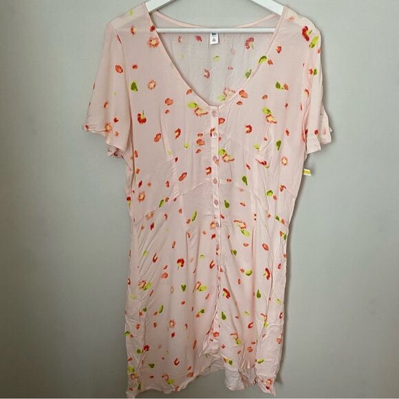 BP Dress Light Pink Floral Button Down Front Short Sleeve Mini Casual Cute - Picture 1 of 9